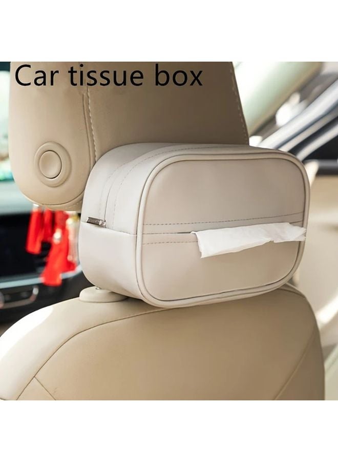 حامل مناديل من جلد البولي يوريثان للمقعد الخلفي للسيارة البنية، حامل ورق متعدد الاستخدامات معلق على ظهر المقعد منظّم للتخزين - Image 3