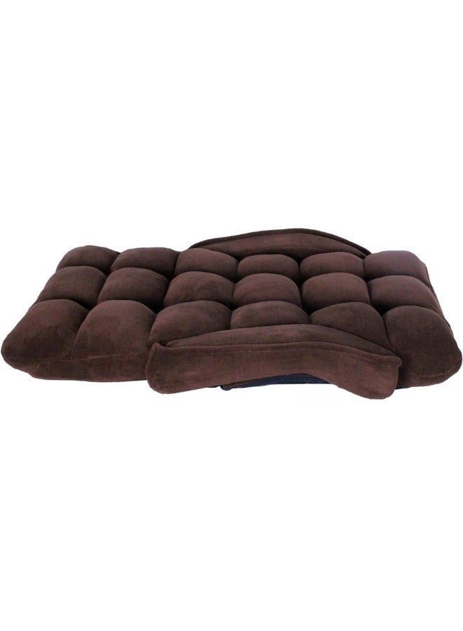 SMART HOME Luxury Folding Floor Chair with Armrest – Comfortable Velvet Fabric Recliner Chair for Relaxing and Camping, Comfortable Back Support, Folds Easily for Storage, Ideal for Living Rooms, Gaming, and Picnics, 60 x 54 x 54 cm, Brown - Image 2