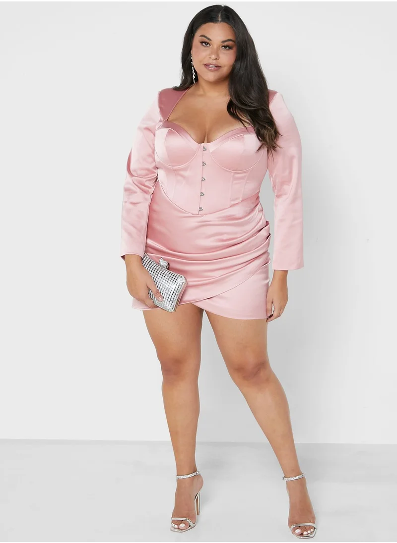 lavish alice Satin Corset Wrap Dress