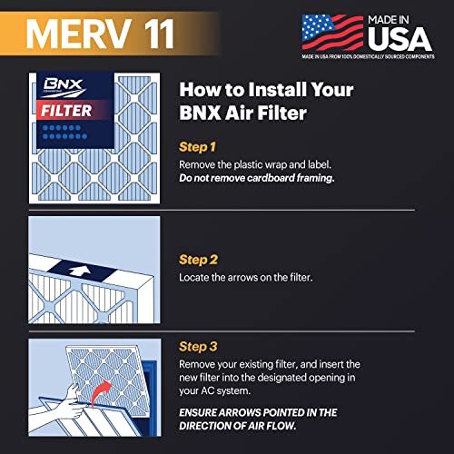 BNX TruFilter 20x22x1 Air Filter MERV 11 (6-Pack) - MADE IN USA - Allergen Defense Electrostatic Pleated Air Conditioner HVAC AC Furnace Filters for Allergies, Dust, Pet, Smoke, Allergy MPR 1200 FPR 7 - Image 5