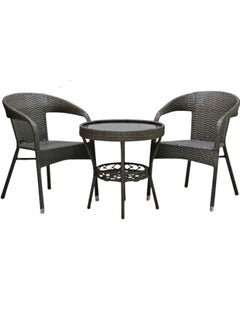 ALWASIT HOME Outdoor Dining Twin Chairs Rattan Chairs Garden Chairs And Round Table Set Grey color  - Image 3