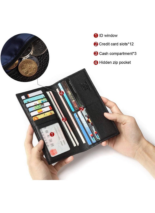 CONTACTS Contacts Men & Women Genuine Leather Wallet | RFID Blocking Card Holder Wallet for Men | 10 Card Slots, 1 ID Window| Stainless Steel Money Clip| Zip Coin Pocket  - Image 5