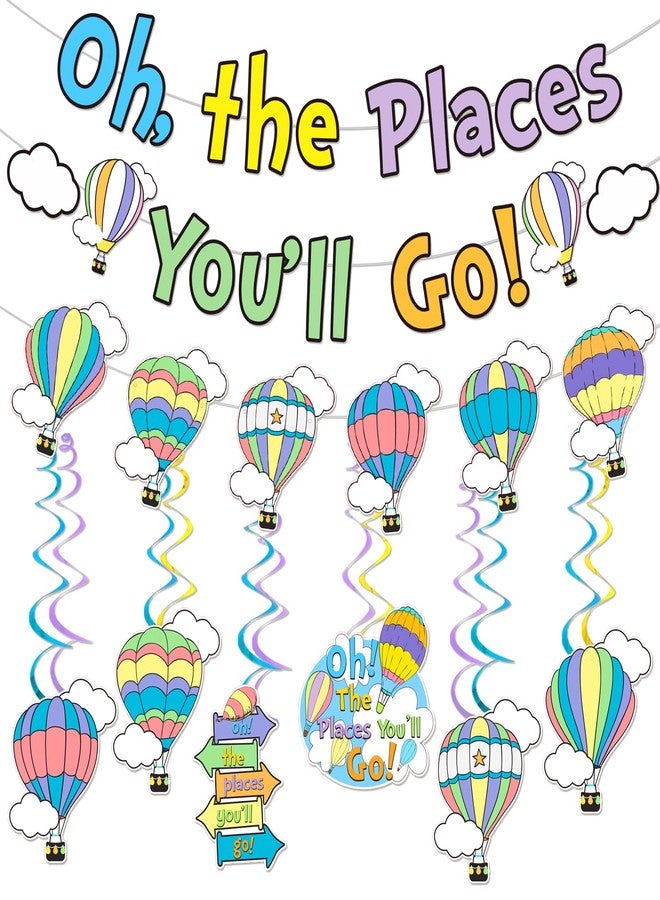 MZ.ogm Oh The Places You'll Go Decorations Kindergarten Graduation Party Decoration Oh The Places You'll Go Banner for Colorful Dr. Seuss Party Decoration First Birthday Banner Decoration for Baby Shower - Image 1