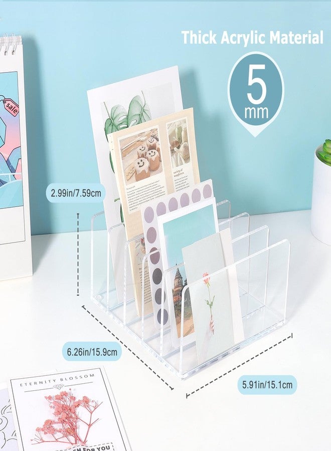 GerayMer Acrylic File Organizer for Desk, 5 Sections Mail Sorter Organizer Holder, Acrylic Desk Organizer for Document, Letter, Notebook - Image 3