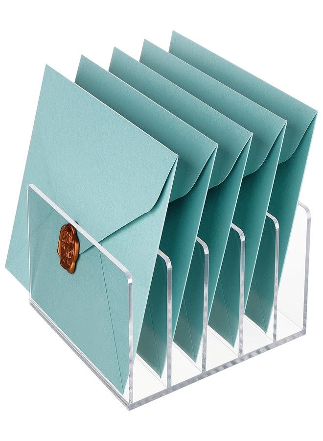 GerayMer Acrylic File Organizer for Desk, 5 Sections Mail Sorter Organizer Holder, Acrylic Desk Organizer for Document, Letter, Notebook - Image 1