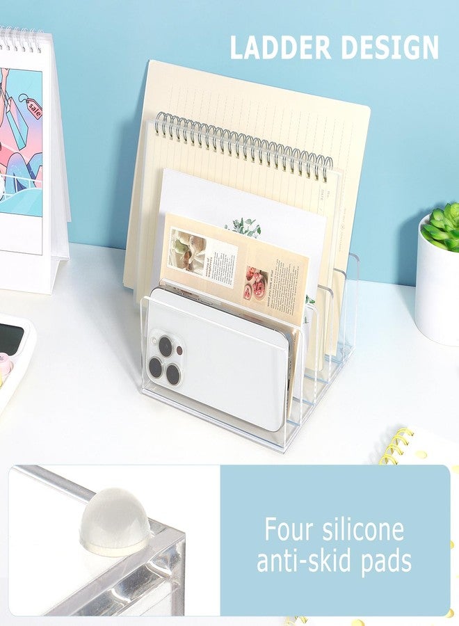 GerayMer Acrylic File Organizer for Desk, 5 Sections Mail Sorter Organizer Holder, Acrylic Desk Organizer for Document, Letter, Notebook - Image 5