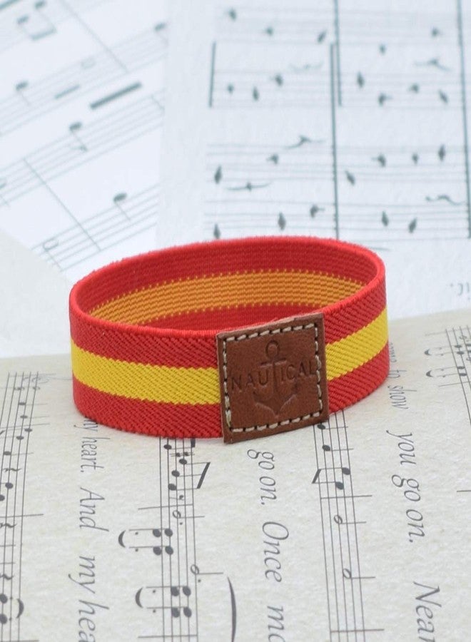 BDM Bracelet with The Flag of Spain. Elastic Nautical Bracelet with a Piece of Leather. - Image 2
