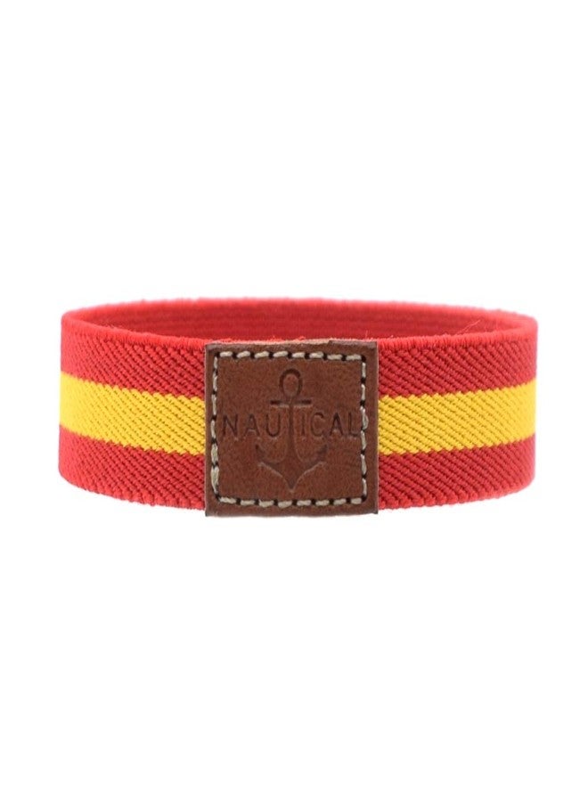 BDM Bracelet with The Flag of Spain. Elastic Nautical Bracelet with a Piece of Leather. - Image 1