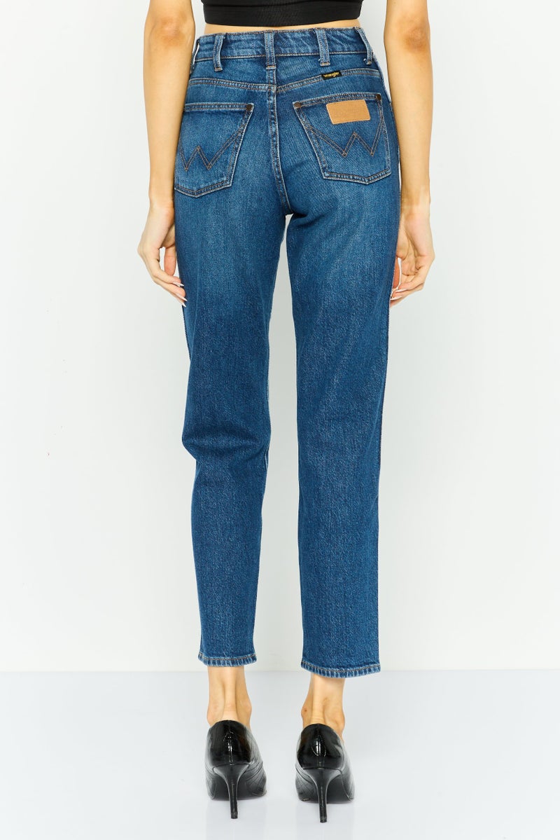 Wrangler Women Regular Fit Straight Leg Washed Stretchable Jeans, Blue - Image 3