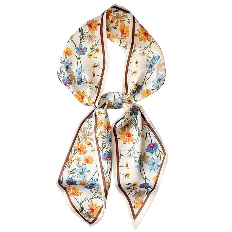 vimate Purse Scarf for Handbags -Fall Fashion Silk Feeling Skinny Floral Neck Hair Scarf for Women Bag Scarf for Handle (Style 06) - Image 1