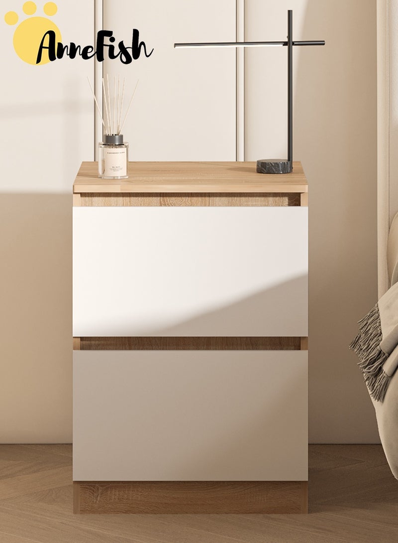 AnneFish 40*40*55cm NightStand for Bedroom Rustic Side Table Simple Bedside End Table with 2 Storage Drawers For Home - Image 4
