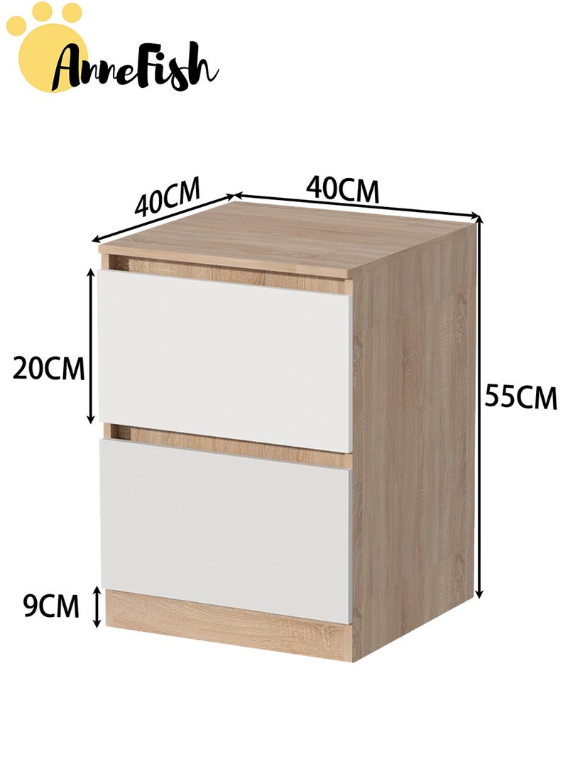 AnneFish 40*40*55cm NightStand for Bedroom Rustic Side Table Simple Bedside End Table with 2 Storage Drawers For Home - Image 3