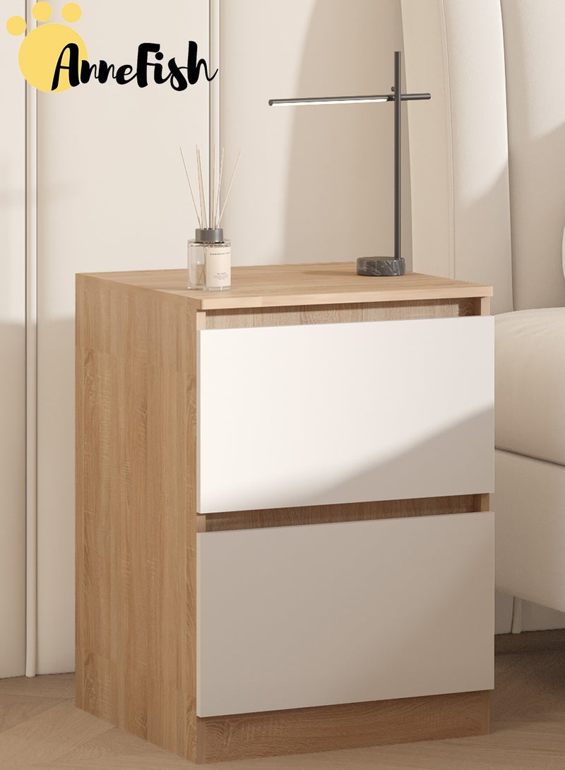 AnneFish 40*40*55cm NightStand for Bedroom Rustic Side Table Simple Bedside End Table with 2 Storage Drawers For Home - Image 2