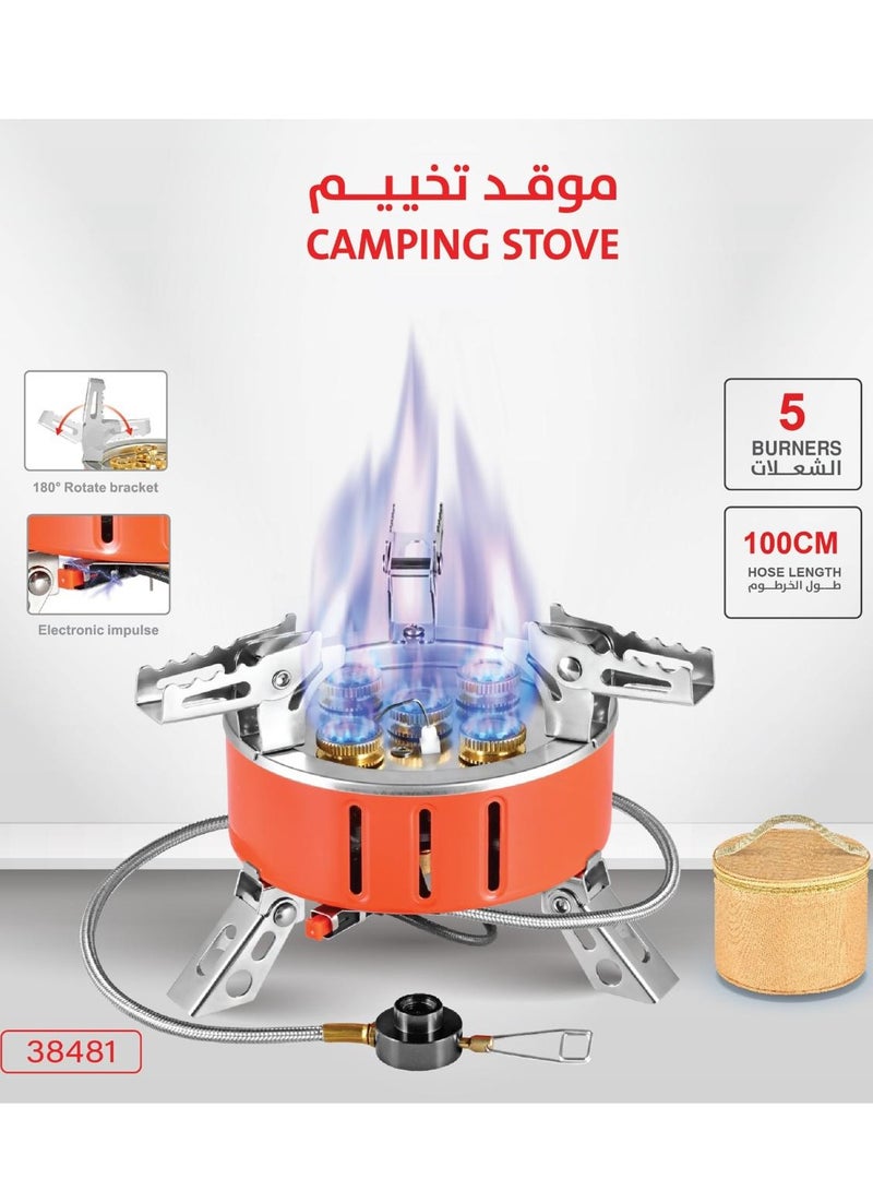 erorex 5-Burner Portable Camping Stove – With 100cm Hose - Image 1