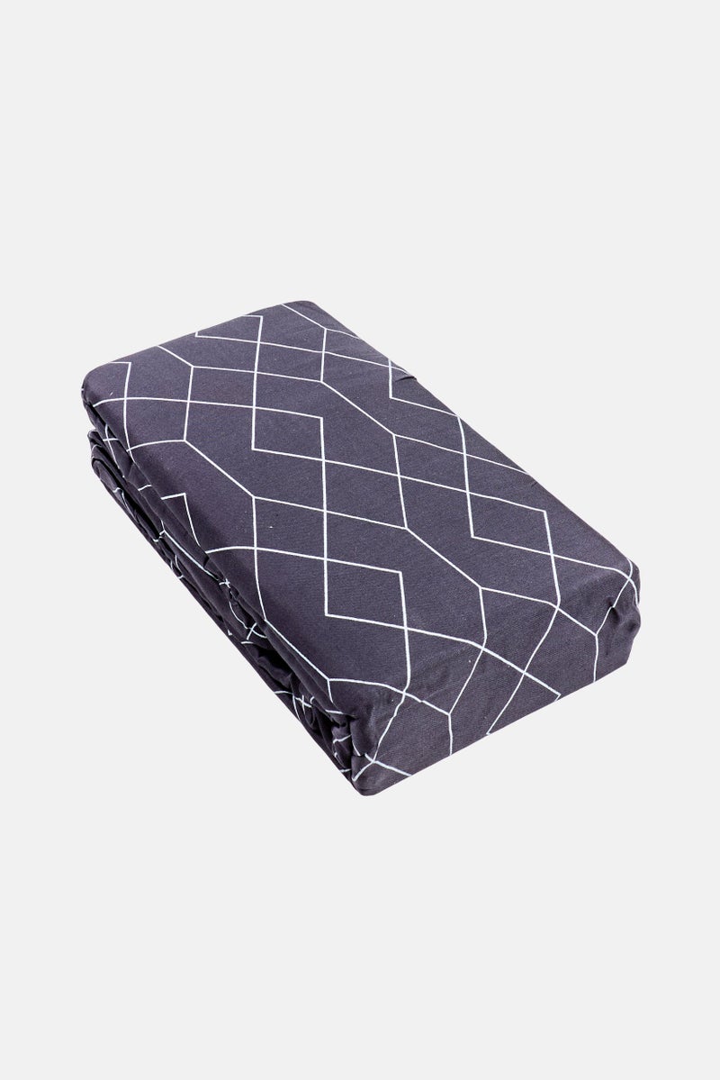Karl Lagerfeld Double 2Pcs Geometric Fiited Sheet, Navy - Image 1