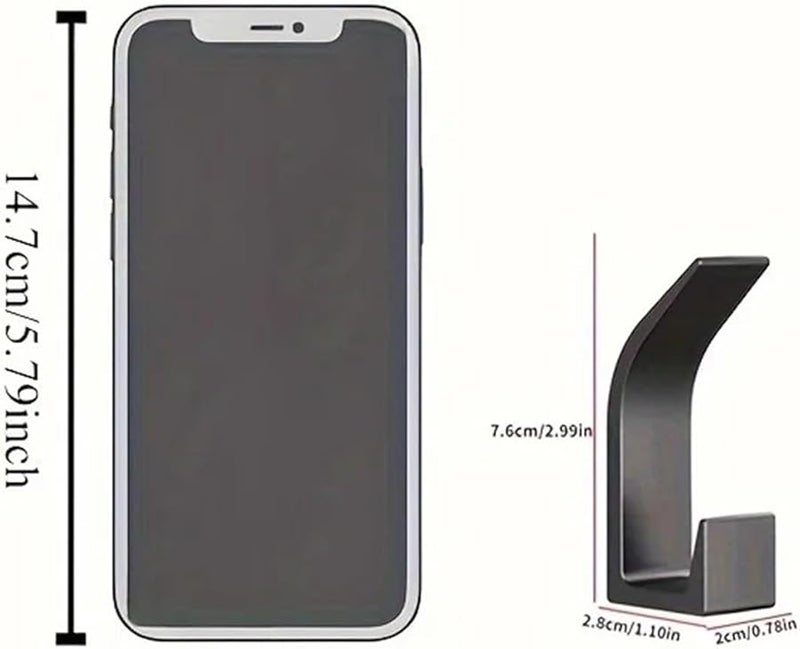 5 Piece Adhesive Wall Hooks Set No Drill Reusable Black Household Hooks - Image 4