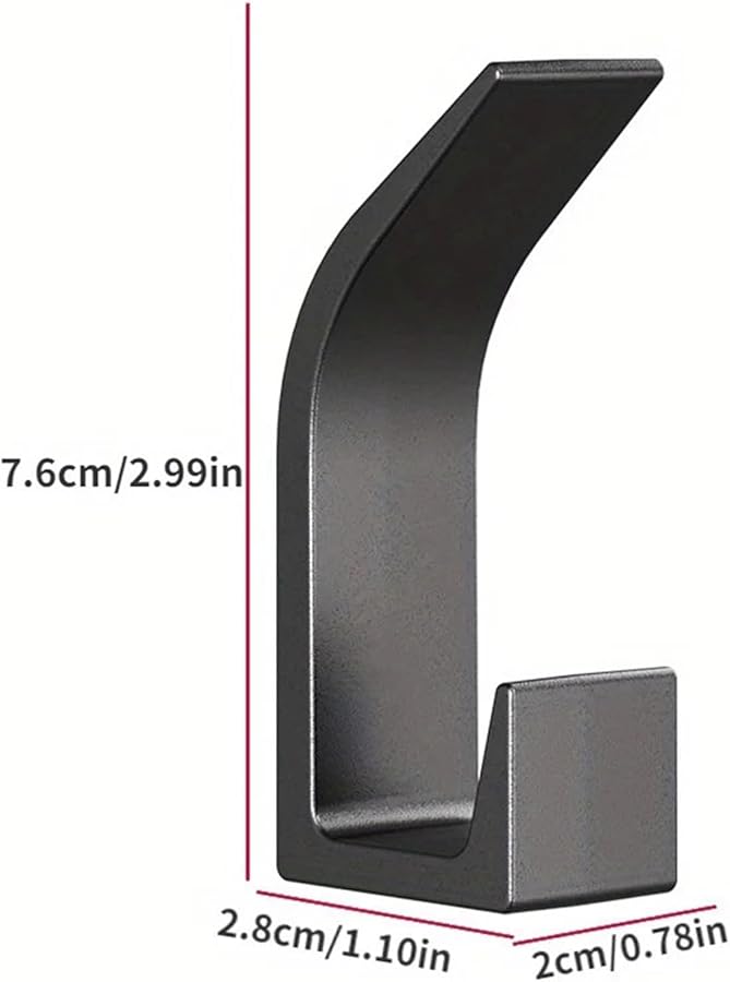 5 Piece Adhesive Wall Hooks Set No Drill Reusable Black Household Hooks - Image 3