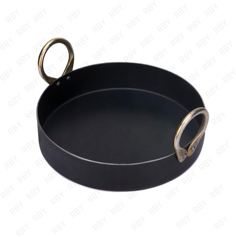 RBY 12 Inch Iron Flat Base Fry Pan Lohe Ki Tai Kadai for Jalebi Malpua Multipurpose Food Grade Iron Gas and Induction Friendly - Image 5
