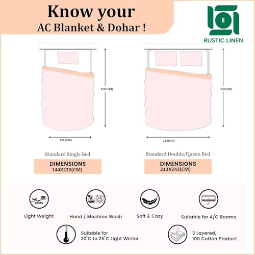 RUSTIC LINEN Super Soft Microfiber Cotton Printed Lightweight Single Dohar | Reversible Microfiber Cotton Dohar 57x87(Inches), 144TC Cotton Single Dohar,Dohar for Single Bed (Pink, Single) - Image 5
