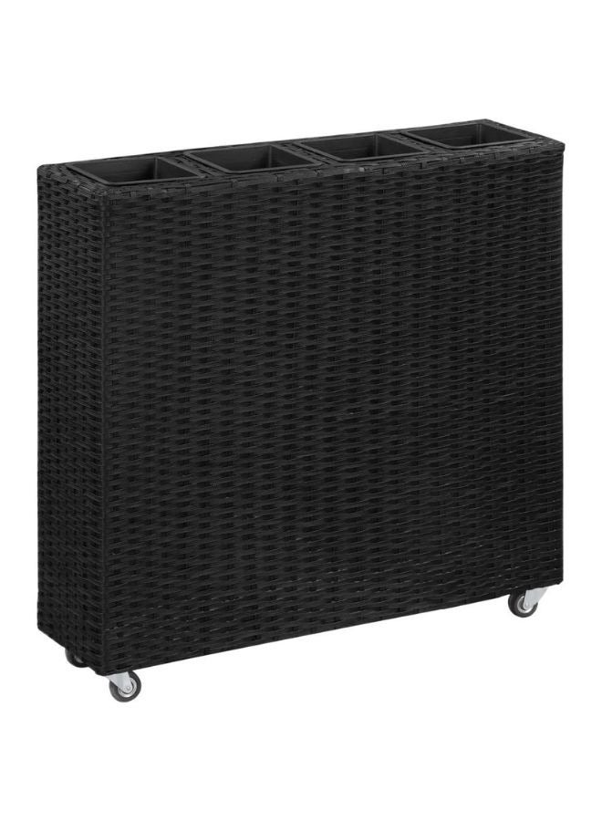 vidaxl vidaXL Garden Raised Bed with 4 Pots 80x22x79 cm Poly Rattan Black  - Image 1