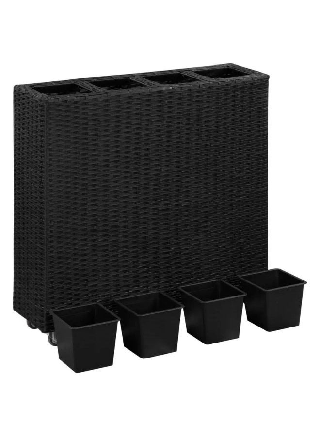 vidaxl vidaXL Garden Raised Bed with 4 Pots 80x22x79 cm Poly Rattan Black  - Image 2