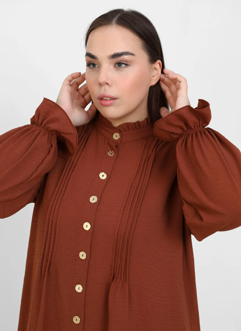 عالية من مودانيسا Light Coffe Brown - Plus Size Tunic - Alia