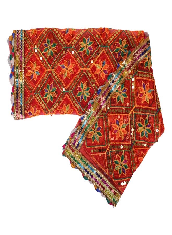 Aditri Creation Decorative Mat Aasan Chunari Backdrop Pooja Cloth Chunni Indian Traditional Janmashtami Festival Decoration MATA Ki Chunri for Statue Chowki Aasan Mat Home Decor(Size:38 Inche x 38 Inche)(Multicolour) - Image 3