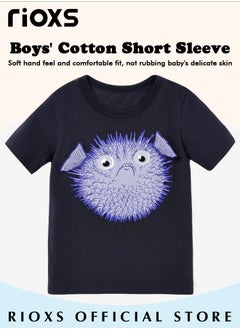 RIOXS Toddler Boys Fashion Cartoon Tops, Breathable Soft 100% Cotton T-Shirt, Classic Graphic Short Sleeve Tees, Perfect for Daily Wearing, School and Other Outdoor Activities  - Image 2