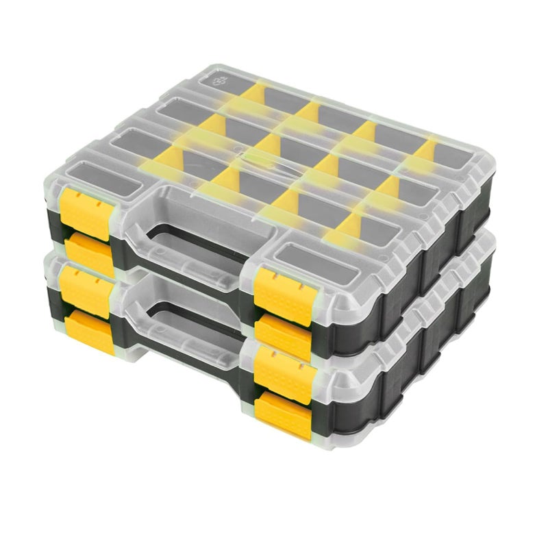AIDY-PRO Hardware Organizer Box 34 Compartments Small Parts Organizer with Removable Dividers Durable Plastic Double Side Tools Box Screw Organizers For Nuts, Bolts, Screws, Nails 2Pack - Image 1