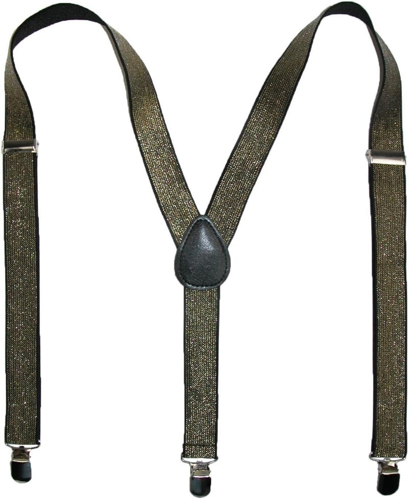 CTM Women's Elastic Glitter Clip-End Suspenders - Image 1