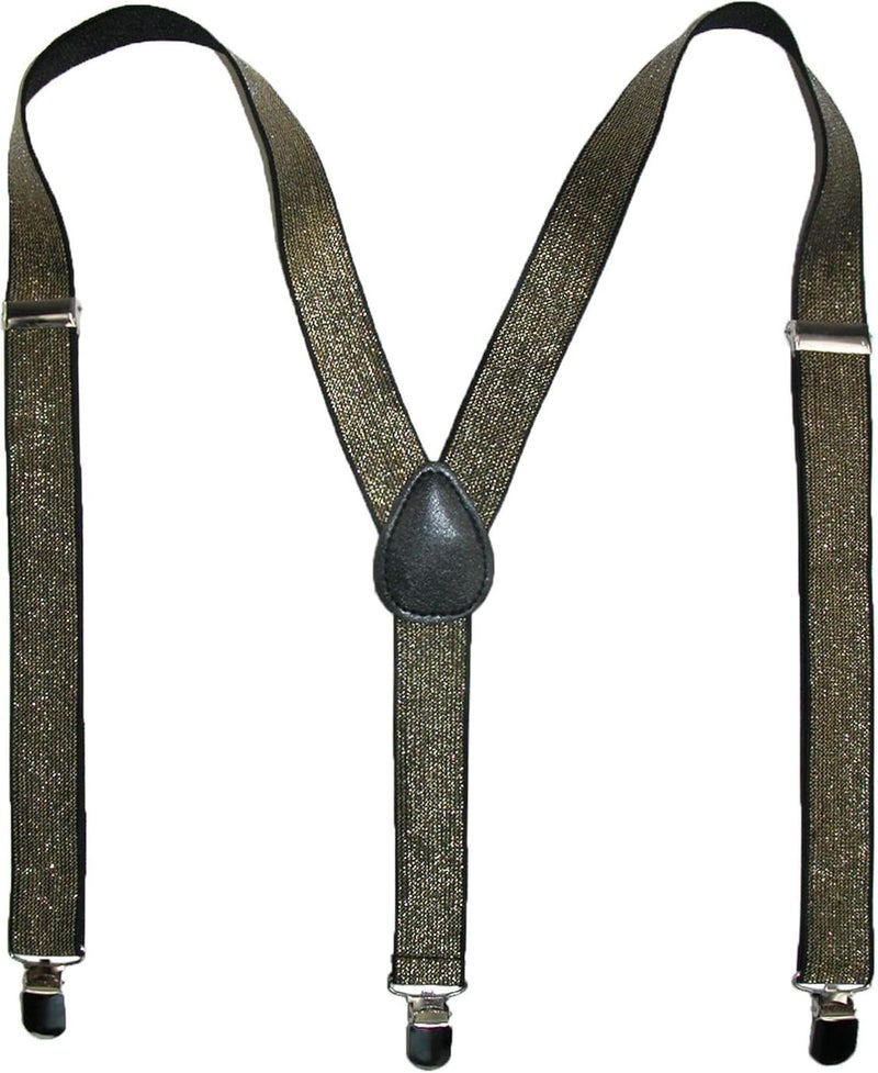CTM Women's Elastic Glitter Clip-End Suspenders - Image 4