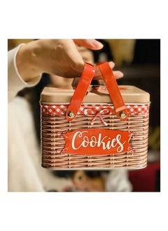 Generic Airtight Biscuit Tin, Metal Cookie Canister Bin, with Lids and Handle, Rectangular Food Containers for Bakery Goods or Candies  - Image 2