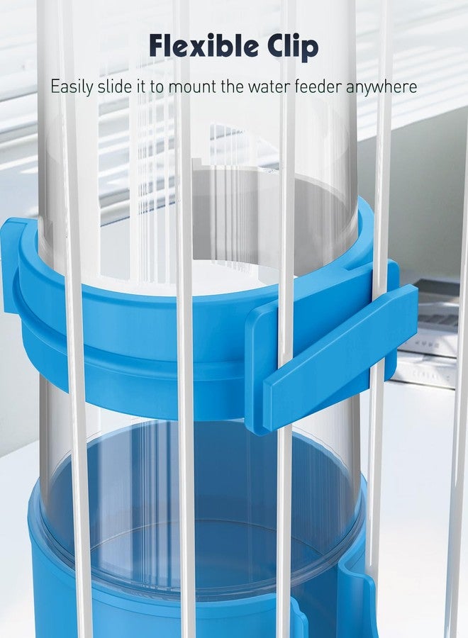باوفلي موزع مياه الطيور الأوتوماتيكي من باوفلاي، عبوة من قطعتين، موزع طعام داخل القفص للببغاوات والهامستر - ملحقات الطيور الصغيرة للكوكاتيل والبادجي وطيور الحب (أبيض/أزرق) - Image 3