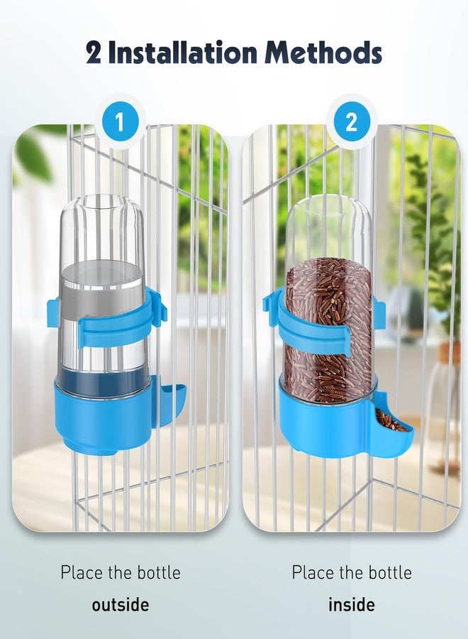 باوفلي موزع مياه الطيور الأوتوماتيكي من باوفلاي، عبوة من قطعتين، موزع طعام داخل القفص للببغاوات والهامستر - ملحقات الطيور الصغيرة للكوكاتيل والبادجي وطيور الحب (أبيض/أزرق) - Image 5