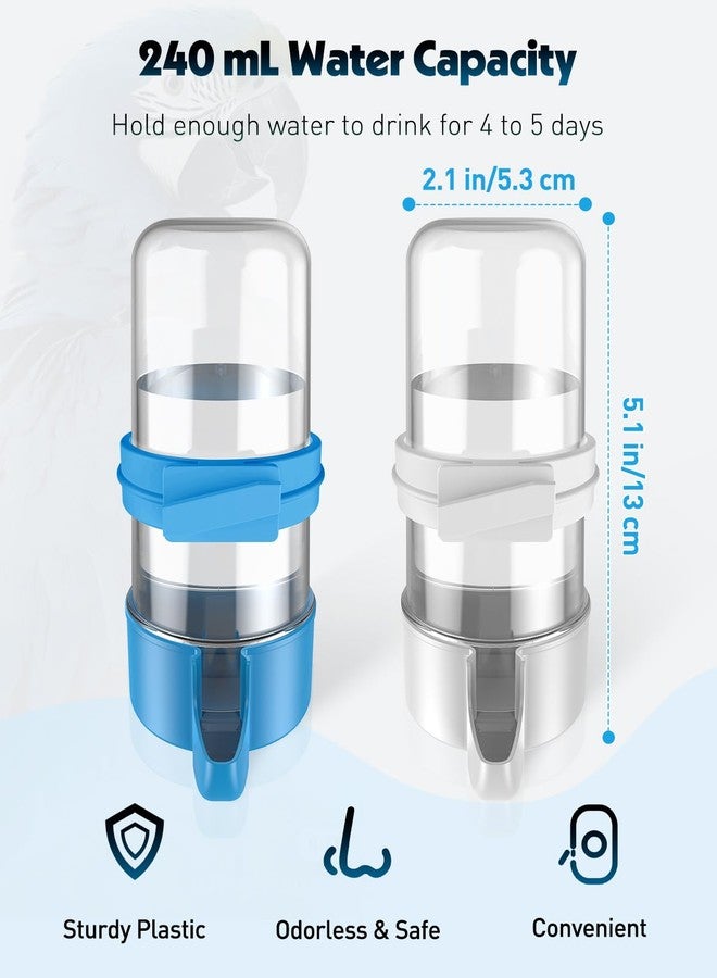 باوفلي موزع مياه الطيور الأوتوماتيكي من باوفلاي، عبوة من قطعتين، موزع طعام داخل القفص للببغاوات والهامستر - ملحقات الطيور الصغيرة للكوكاتيل والبادجي وطيور الحب (أبيض/أزرق) - Image 2