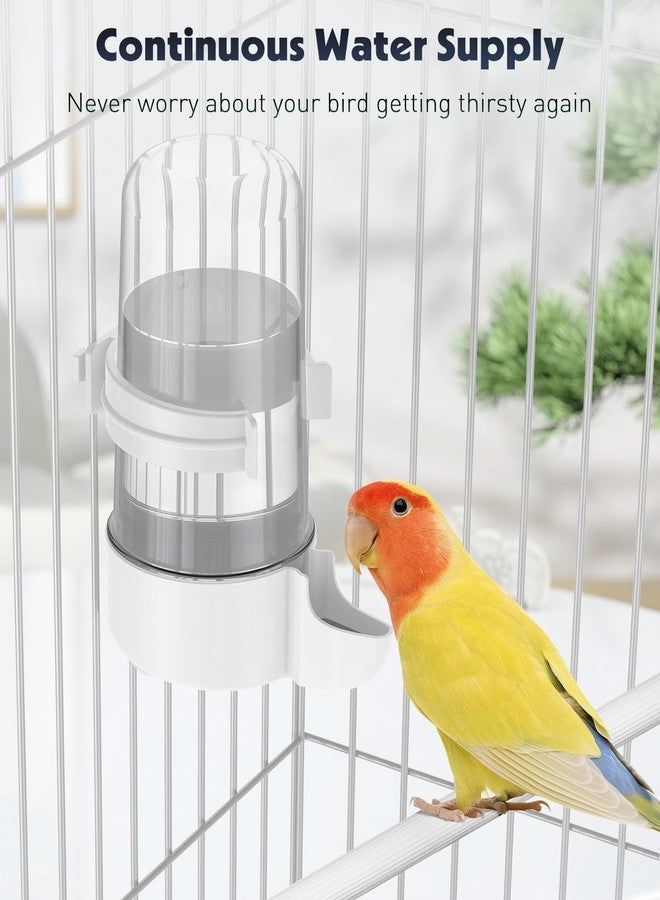 باوفلي موزع مياه الطيور الأوتوماتيكي من باوفلاي، عبوة من قطعتين، موزع طعام داخل القفص للببغاوات والهامستر - ملحقات الطيور الصغيرة للكوكاتيل والبادجي وطيور الحب (أبيض/أزرق) - Image 4
