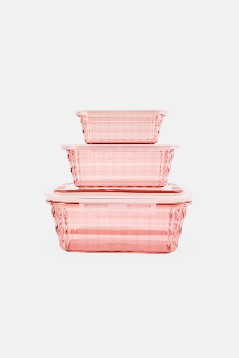 Alta Set Of 3 Jewel Food Storage Containers, Pink - Image 1