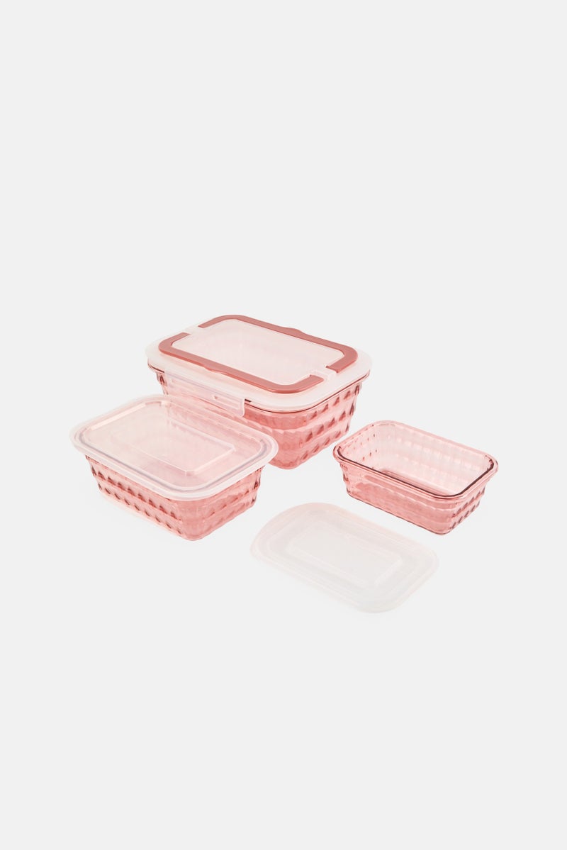 Alta Set Of 3 Jewel Food Storage Containers, Pink - Image 2