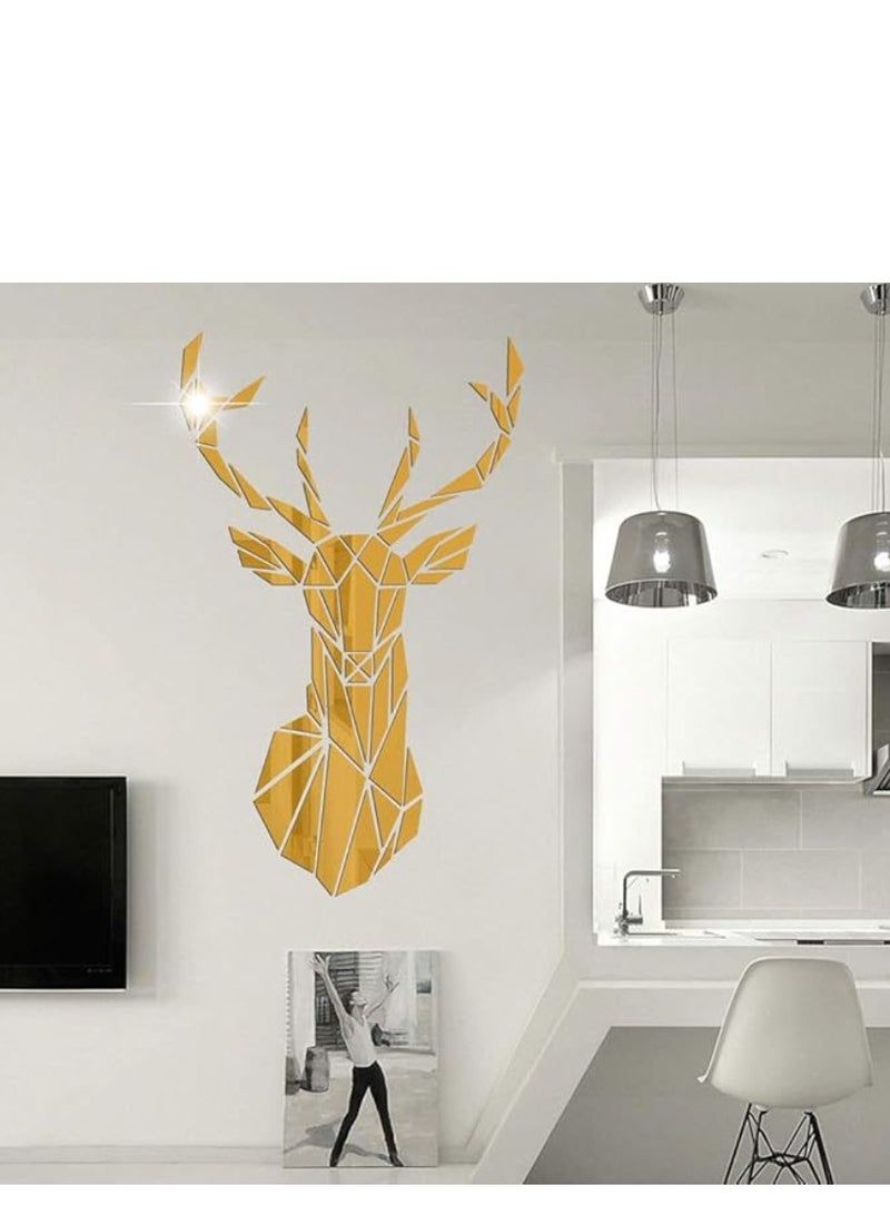 DIY Bands Dae Meyen Wall Stickers 3D Deer Head Mirror Wall Sticker Large  - Image 1