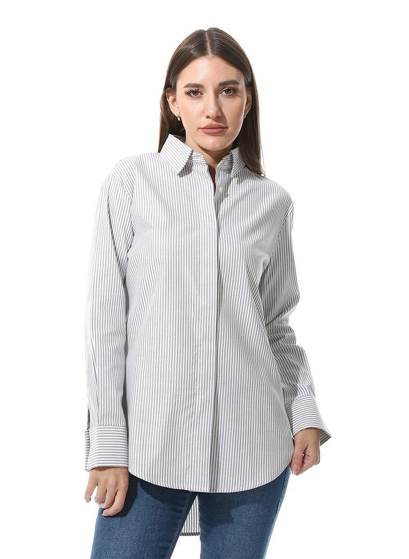 Andora Long Sleeve Striped Oxford Chemise - Image 1