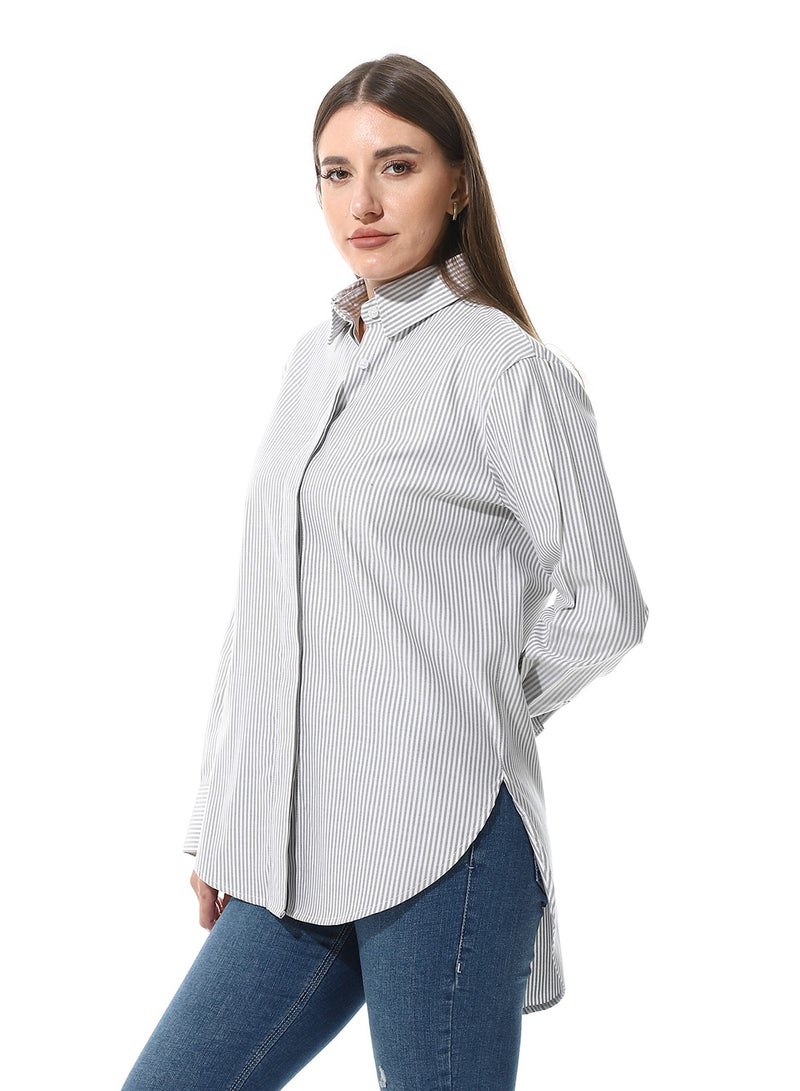 Andora Long Sleeve Striped Oxford Chemise - Image 2