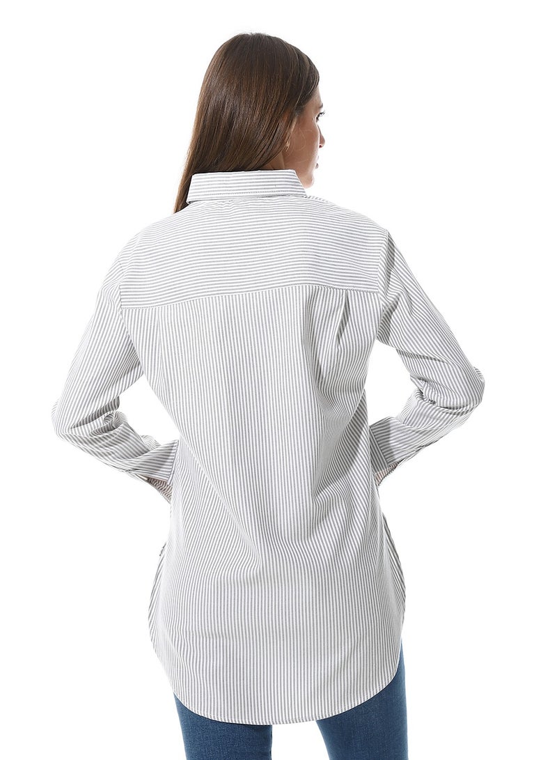 Andora Long Sleeve Striped Oxford Chemise - Image 3