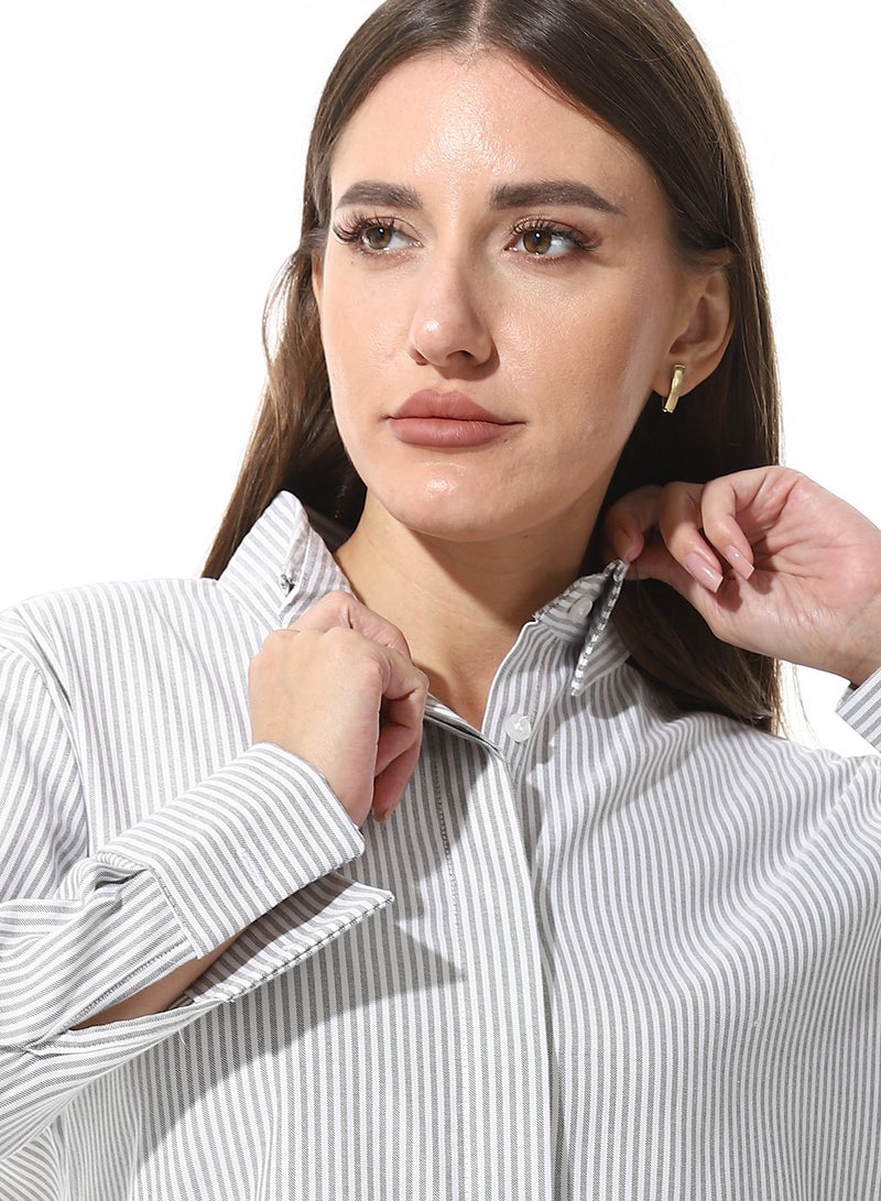 Andora Long Sleeve Striped Oxford Chemise - Image 4