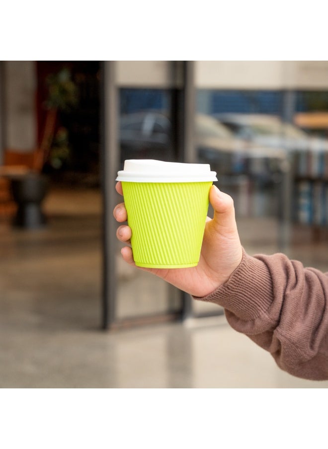 Restaurantware Restaurantware 8 Ounce Double Wall Disposable Coffee Cups, 500 Insulated Light Green Paper Tumblers, Ripple Wall Design, Lids Sold Separately for Hot Drinks like Tea, Hot Chocolate, and More  - Image 5