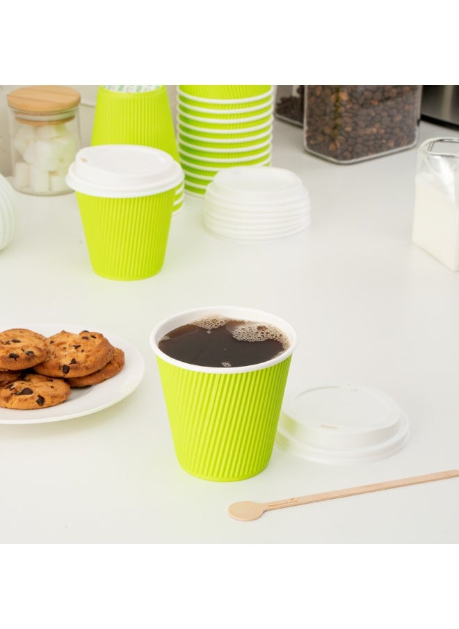 Restaurantware Restaurantware 8 Ounce Double Wall Disposable Coffee Cups, 500 Insulated Light Green Paper Tumblers, Ripple Wall Design, Lids Sold Separately for Hot Drinks like Tea, Hot Chocolate, and More  - Image 4