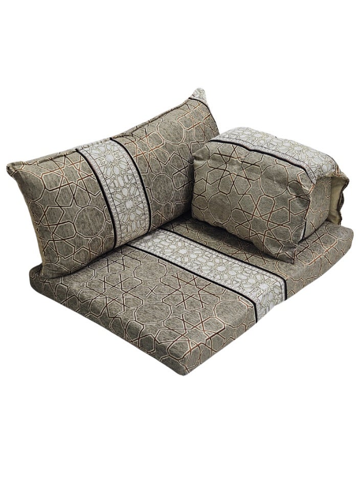 سمارت هوم طقم جلسة أرضية فاخر ٤ في ١ – مجلس عربي تراثي قماش مخمل ناعم، طقم ٤ قطع | ديكور عربي | جلسات خارجية وداخلية - الطقم يتكون من ( مرتبة أرضية و مسند ظهر عريض و ذراع جانبي و مخدة جانبية ) الطقم يناسب كل انواع المجالس والخيم والجلسات الداخلية والخارجية - Image 2