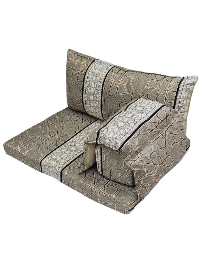 سمارت هوم طقم جلسة أرضية فاخر ٤ في ١ – مجلس عربي تراثي قماش مخمل ناعم، طقم ٤ قطع | ديكور عربي | جلسات خارجية وداخلية - الطقم يتكون من ( مرتبة أرضية و مسند ظهر عريض و ذراع جانبي و مخدة جانبية ) الطقم يناسب كل انواع المجالس والخيم والجلسات الداخلية والخارجية - Image 5