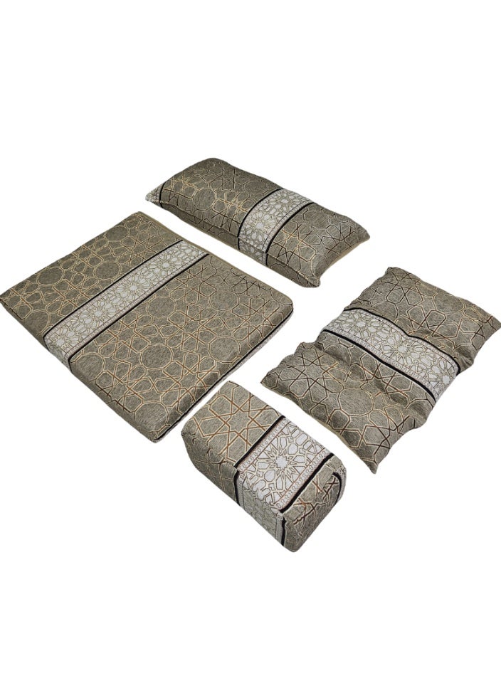 سمارت هوم طقم جلسة أرضية فاخر ٤ في ١ – مجلس عربي تراثي قماش مخمل ناعم، طقم ٤ قطع | ديكور عربي | جلسات خارجية وداخلية - الطقم يتكون من ( مرتبة أرضية و مسند ظهر عريض و ذراع جانبي و مخدة جانبية ) الطقم يناسب كل انواع المجالس والخيم والجلسات الداخلية والخارجية - Image 3