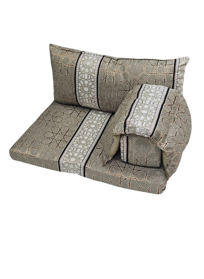 سمارت هوم طقم جلسة أرضية فاخر ٤ في ١ – مجلس عربي تراثي قماش مخمل ناعم، طقم ٤ قطع | ديكور عربي | جلسات خارجية وداخلية - الطقم يتكون من ( مرتبة أرضية و مسند ظهر عريض و ذراع جانبي و مخدة جانبية ) الطقم يناسب كل انواع المجالس والخيم والجلسات الداخلية والخارجية - Image 1