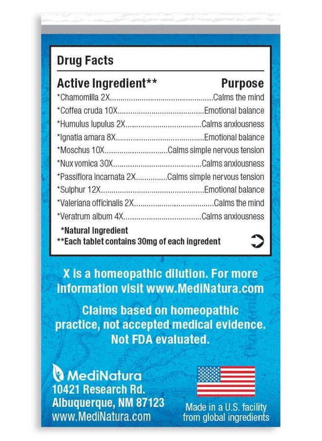 MediNatura - WellMind Natural Calming Remedy Helps Ease Stress, Tension & Nervousness - 10 Homeopathic Soothing Botanicals Help Calm & Balance Anxious Feelings for Women & Men - 100 Tablets - Image 1